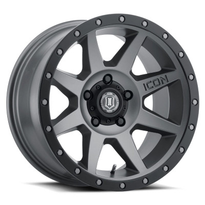 ICON Rebound Titanium Wheel 17x8.5 | 5x139.7 BC (5x5.5) | +0 Offset - fits Ram 1500 Classic 1994-2024, Ford Bronco 1966-1996, Ford F-100 1948-1996, Jeep CJ-5 1954-1983, Jeep CJ-7 1976-1986, and 7 more