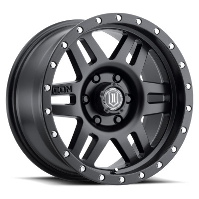 ICON Six Speed Satin Black Wheel 17x8.5 | 6x139.7 BC (6x5.5) | +25 Offset - fits Chevrolet Silverado 1500 1999-2026, GMC Sierra 1500 1999-2026, Chevrolet Tahoe 1992-2026, Chevrolet Suburban 1992-2026, GMC Yukon 1992-2026, and 25 more