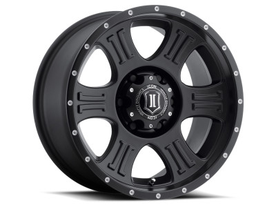 ICON Shield Satin Black Wheel 17x8.5 | 6x139.7 BC (6x5.5) | +0 Offset - fits Chevrolet Silverado 1500 1999-2026, GMC Sierra 1500 1999-2026, Chevrolet Tahoe 1992-2026, Chevrolet Suburban 1992-2026, GMC Yukon 1992-2026, and 25 more