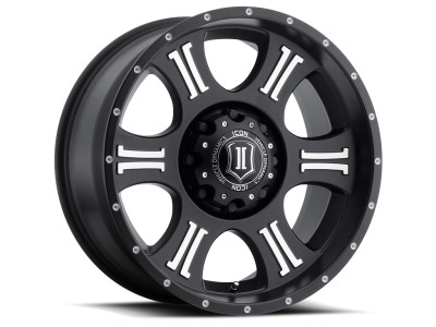 ICON Shield Satin Black Wheel 20x9 | 8x170 BC | +0 Offset - fits Ford F-250 Super Duty 1999-2026, Ford F-350 Super Duty SRW 1999-2026, Ford Excursion 2000-2005