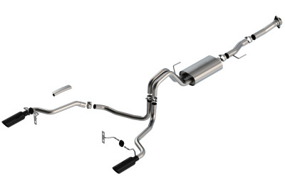 Borla 2021-2024 F-150 5.0L 2DR RC SB (122.8 WB) XL, XLT 3/2.25 SRE Cat-Back S-Type Black Chrome Tips