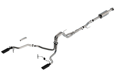 Borla 2021-2024 F-150 5.0L 4DR CC SB EC STB LARIAT/KR/PLATINM/LTD 3/2.25 SRE Cat-Back ATAK Black CHR Tips
