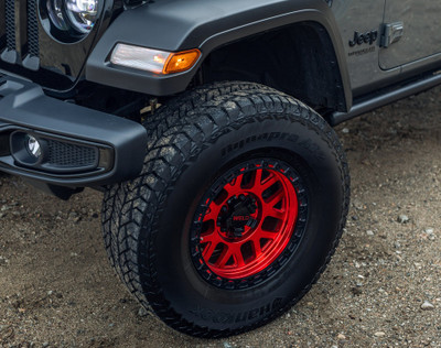 Weld Off-Road W133 20X10 Cinch 5X127 5X139.7 ET-18 BS4.75 Candy Red / Satin Black Ring 87.1 Wheel | Wrangler JK JL | Gladiator JT | 1994-2019 Ram 1500 (Classic) | Jeep CJ | 1966-1996 Bronco | W13300057476