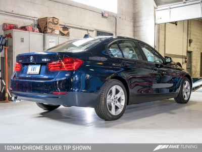 AWE Tuning BMW F30 2012-2019 320i Touring Edition Exhaust & Performance Mid Pipe | Chrome Silver Tip (102mm) | 3015-22044