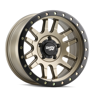 Dirty Life 9309 Canyon Pro 17x9 / 5x127 BP/-12mm Offset/71.5mm Hub Satin Gold Wheel - Beadlock