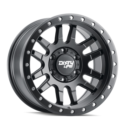 Dirty Life 9309 Canyon Pro 17x9 / 6x139.7 BP/-12mm Offset/106mm Hub Matte Black Wheel - Beadlock