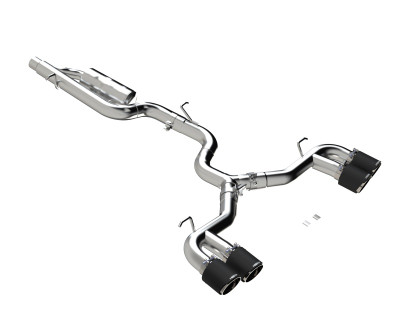 MBRP Exhaust T304 Stainless Steel, 3" Cat-Back, Quad Split Rear with Carbon Fiber Tips, Valve Delete for 2022-2025 Volkswagen Golf R MK8 - S46123CF