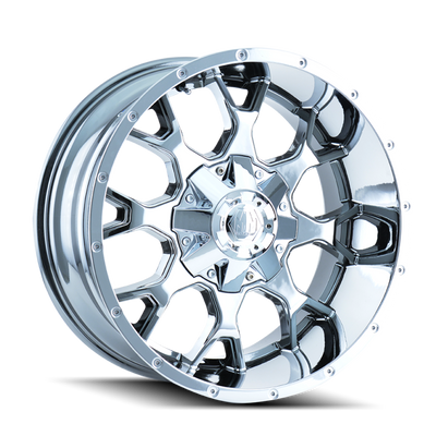 Mayhem 8015 Warrior Chrome Wheel 20x10 | 5x127 BC (5x5) | -25 Offset - fits Jeep Grand Cherokee SRT 2006-2021, Jeep Grand Cherokee Trackhawk 2018-2021, Dodge Durango SRT 2018-2026, Jeep Wrangler JL 2018-2026, Jeep Wrangler JK 2007-2018, and 10 more