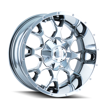 Mayhem 8015 Warrior Chrome Wheel 20x9 | 8x180 BC | +18 Offset - fits Chevrolet Silverado 2500HD 2011-2026, Chevrolet Silverado 3500HD SRW 2011-2026, GMC Sierra 2500HD 2011-2026, GMC Sierra 3500HD SRW 2011-2026