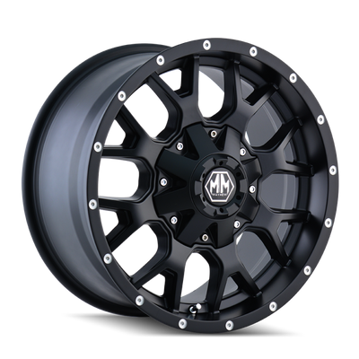 Mayhem 8015 Warrior Matte Black Wheel 17x9 | 5x114.3 BC (5x4.5) | -12 Offset - fits Ford Explorer ST 2020-2026, Toyota Tacoma 1995-2004, Toyota 4Runner 1996-2002, Nissan Xterra 1999-2004, Nissan Frontier 1998-2004, and 13 more