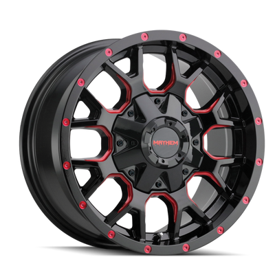 Mayhem 8015 Warrior 17x9 / 6x135 BP / 18mm Offset / 106mm Hub Black w/ Prism Red Wheel