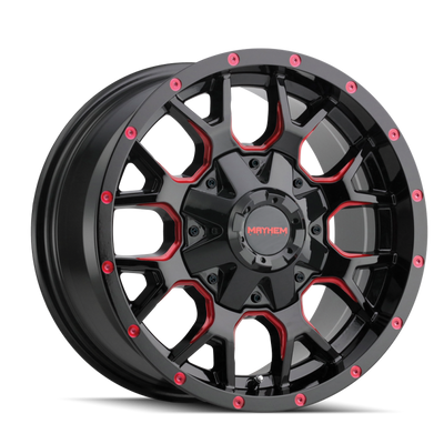 Mayhem 8015 Warrior 18x9 / 6x135 BP / -12mm Offset / 106mm Hub Black w/ Prism Red Wheel
