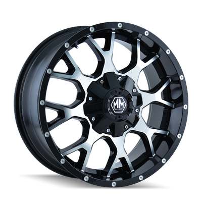 Mayhem 8015 Warrior 20x10 / 5x127 BP / -25mm Offset / 87mm Hub Black/Machined Face Wheel