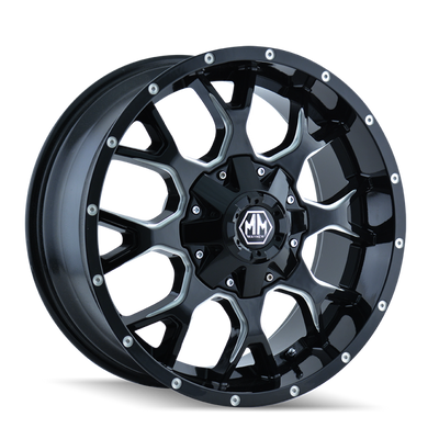 Mayhem 8015 Warrior 17x9 / 6x135 BP / -12mm Offset / 106mm Hub Black w/ Milled Spokes Wheel