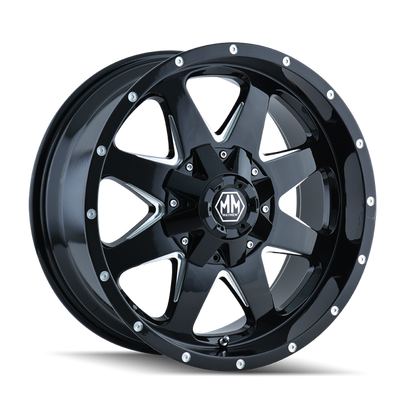 Mayhem 8040 Tank 18x9 / 5x127 BP / -12mm Offset / 87mm Hub Black w/ Milled Spokes Wheel