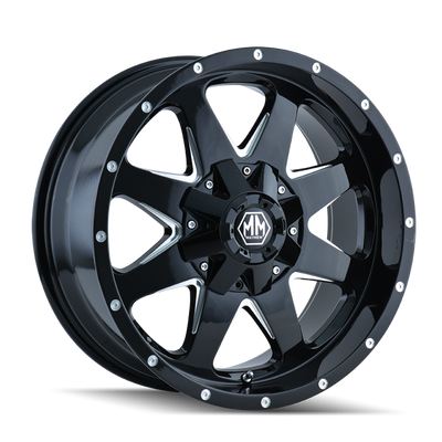 Mayhem 8040 Tank 20x9 / 8x180 BP / 25mm Offset / 124.1mm Hub Black w/ Milled Spokes Wheel