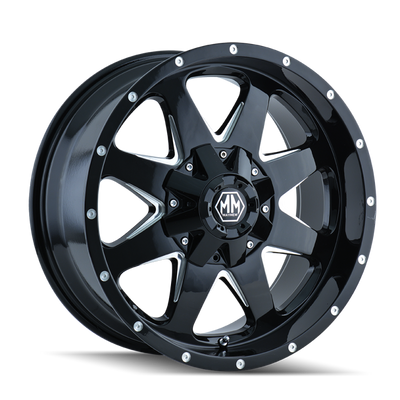 Mayhem 8040 Tank 17x9 / 8x165.1 BP / 18mm Offset / 130.8mm Hub Black w/ Milled Spokes Wheel