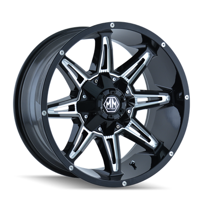 Mayhem 8090 Rampage 18x9 / 5x127 BP / -12mm Offset / 87mm Hub Black w/ Milled Spokes Wheel