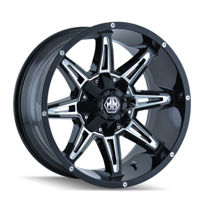 Mayhem 8090 Rampage 18x9 / 8x165.1 BP / 18mm Offset / 130.8mm Hub Black w/ Milled Spokes Wheel