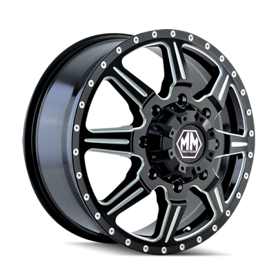 Mayhem 8101 Monstir 17x6.5 / 8x165.1 BP / 134mm Offset / 130.18mm Hub Front Blk- Milled Spokes Wheel