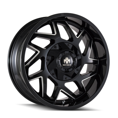 Mayhem 8106 Hatchet 20x9 / 6x135 BP / 0mm Offset / 106mm Hub Black w/ Milled Spokes Wheel