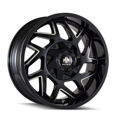Mayhem 8106 Hatchet 20x9 / 5x139.7 BP / 0mm Offset / 110mm Hub Black w/ Milled Spokes Wheel