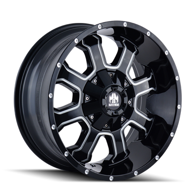 Mayhem 8103 Fierce 20x9 / 5x127 BP / 18mm Offset / 87mm Hub Black w/ Milled Spokes Wheel