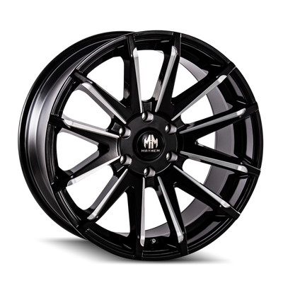 Mayhem 8109 Crossfire 22x9.5 / 6x114.3 BP / 18mm Offset / 78.3mm Hub Black w/ Milled Spokes Wheel
