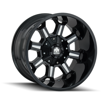 Mayhem 8105 Combat 20x9 / 8x180 BP / 0mm Offset / 124.1mm Hub Black w/ Milled Spokes Wheel