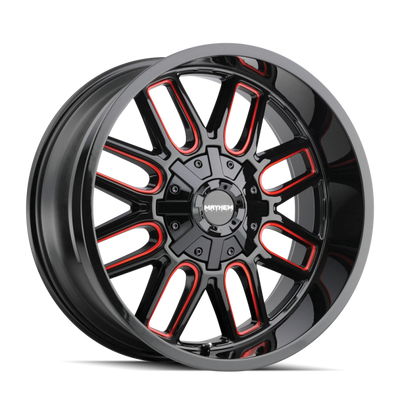 Mayhem 8107 Cogent 20x9 / 6x135 BP / 0mm Offset / 106mm Hub Black w/ Prism Red Wheel