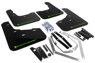Rally Armor 13-19 Ford Fiesta ST UR Black Mud Flap w/ Green Logo