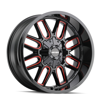 Mayhem 8107 Cogent 20x10 / 8x165.1 BP / -19mm Offset / 130.8mm Hub Black w/ Prism Red Wheel