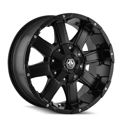 Mayhem 8030 Chaos Matte Black Wheel 18x9 | 5x127 BC (5x5) | +18 Offset - fits Jeep Grand Cherokee SRT 2006-2021, Jeep Grand Cherokee Trackhawk 2018-2021, Dodge Durango SRT 2018-2026, Jeep Wrangler JL 2018-2026, Jeep Wrangler JK 2007-2018, and 10 more