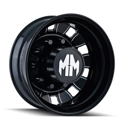 Mayhem 8180 BigRig 22.5x8.25/10x285.75 BP/169mm Offset/220.1mm Hub Rear Black w/ Milled Spokes Wheel