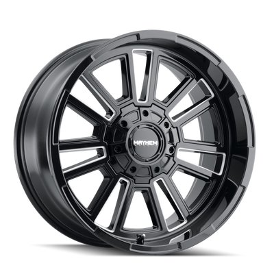 Mayhem 8115 Apollo Black Wheel 20x10 | 5x127 BC (5x5) | -19 Offset - fits Jeep Grand Cherokee SRT 2006-2021, Jeep Grand Cherokee Trackhawk 2018-2021, Dodge Durango SRT 2018-2026, Jeep Wrangler JL 2018-2026, Jeep Wrangler JK 2007-2018, and 10 more