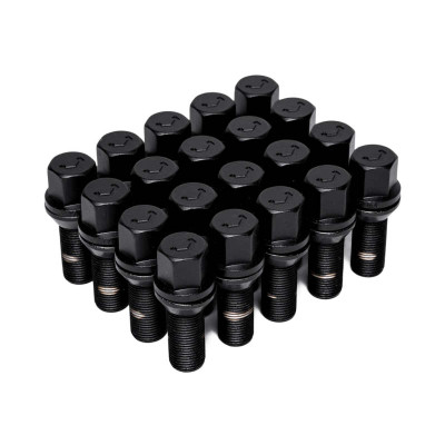 Vossen Lug Bolt - 14x1.5 - 30mm - 17mm Hex - Cone Seat - Black (Set of 20) (LUG-B1450-30-BC) - genuine Vossen wheel hardware, 14x1.5 thread pitch