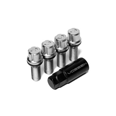 Vossen 30mm Lock Bolt - 14x1.25 - 17mm Hex - Cone Seat - Silver (Set of 4) (LUG-BL1425-30-CH) - genuine Vossen wheel hardware, 14x1.25 thread pitch