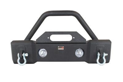 Fishbone Offroad 07-18 Jeep Wrangler JK Stubby Bumper W/Tube Guard - Black Texured Powdercoated