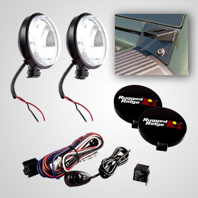 Rugged Ridge Windshield Light Mount Kit 07-18 Jeep Wrangler JK rug12496.04