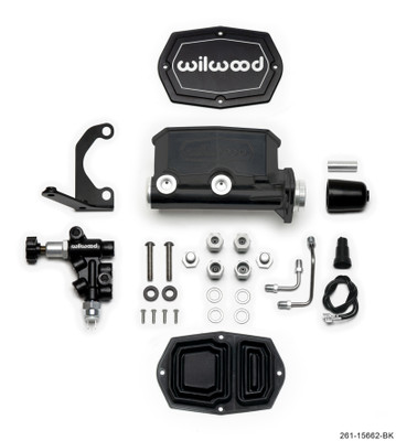 Wilwood Compact Tandem M/C - 1.12in Bore w/RH Bracket and Valve - Black