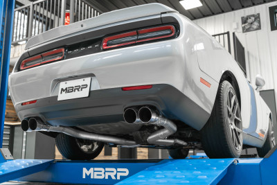 MBRP Exhaust Aluminized Steel 3" Dual Rear Cat-Back, Quad Tips (Race Version) for 2015-2016 Dodge Challenger 5.7L HEMI - S7116AL