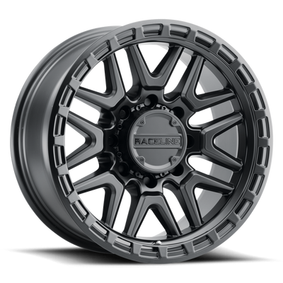 Raceline 953B Krank Satin Black Wheel 18x9 | 8x170 BC | -12 Offset - fits Ford F-250 Super Duty 1999-2026, Ford F-350 Super Duty SRW 1999-2026, Ford Excursion 2000-2005