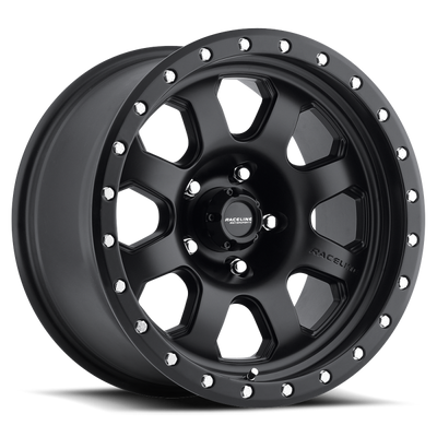 Raceline 928B Monster 17x9in / 5x127 BP / -12mm Offset / 83.82mm Bore - Satin Black Wheel