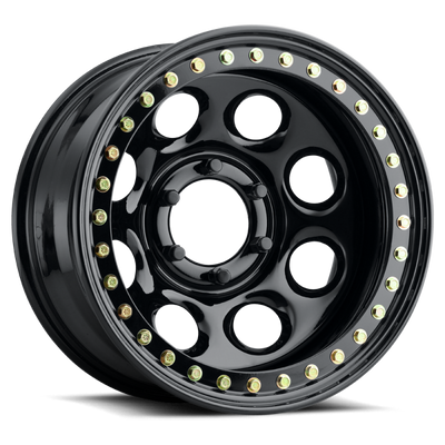 Raceline RT81 Rock 8 17x8in / 5x127 BP / -25mm Offset / 83.82mm Bore - Gloss Black Beadlock Wheel