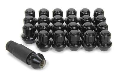 Gorilla Factory OEM Style Bulge 14mm x 1.50 Thread Spline Drive Black Chrome Locking Lug Nuts (Set of 24) - 2018-2025 Wrangler JL (Sport | Unlimited | Sahara | Rubicon | 392)- 96644BDX