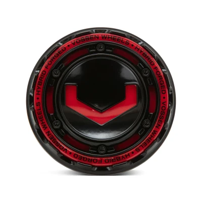 Vossen Billet Modular Center Cap - Large (for 6-Lug Vehicles) - Gloss Black w/ Red Insert (CAP-MBC-LG-GB) - genuine Vossen center cap