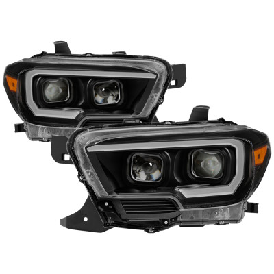 xTune Toyota Tacoma 2016-2023 DRL Light Bar Projector Headlights - Black PRO-JH-TTA16-LBDRL-BK
