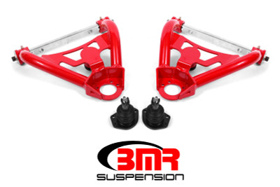 Shop in-stock special deals on BMR 1964-1972 Grand Sport | Skylark | El Camino | Chevelle | Malibu | Monte Carlo | Cutlass | 442 | Lemans | GTO (A-Body) Upper Non-Adj. A-Arms w/ Stock Spindles (Polyurethane) - Red - AA017R from JustBoltOns.com. Military & First Responder Discounts Available.