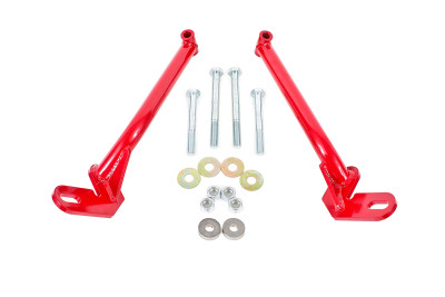 Shop in-stock special deals on BMR 1978-1987 Grand National | Regal | Monte Carlo | El Camino | Malibu | Cutlass | Grand Prix (G-Body) Control Arm Reinforcement Braces - Red - RB003R from JustBoltOns.com. Military & First Responder Discounts Available.