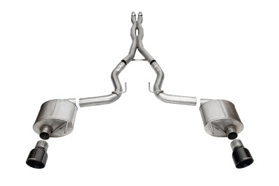 Corsa Sport 3.0in Cat-Back Exhaust 4.5in Black Slash Tips | 2024+ Mustang GT Coupe (w/o Active Valves) - 21254BLK